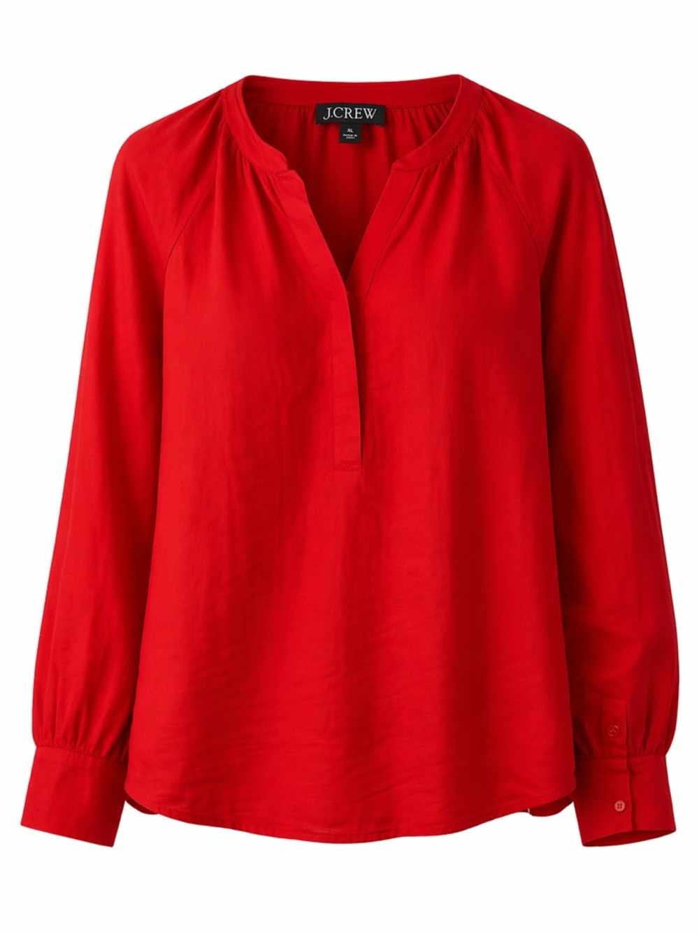 J. Crew Bright linen Split-Neck Peasant Popover Blouse XL Relaxed Top